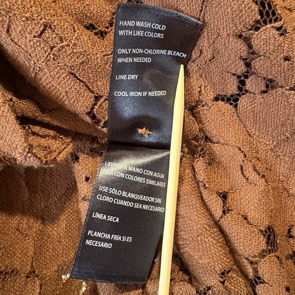 Shyanne Brown Lace Button Down Shirt with Fringe - Picture 7 of 10